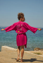 Amaze Linen Kimono Fuchsia